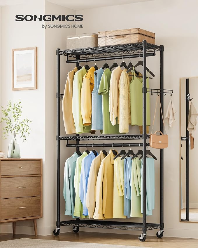 SONGMICS Heavy-Duty Rolling Clothes Rack, Garment Rack, Portable Closet - Image 2
