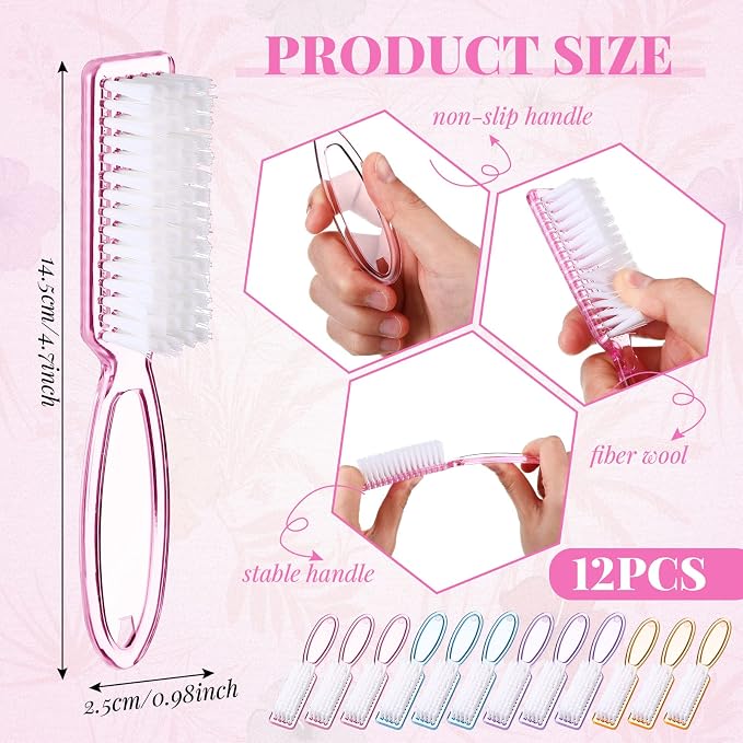 Patelai 24 Pcs Handle Grip Nail Brush Bulk Colorful Nail Scrubber Cleaner - Image 4