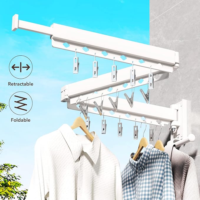 Wall Mounted Clothes Hanger, Clothes Drying Rack, Laundry Rack Wall Mount - Image 3