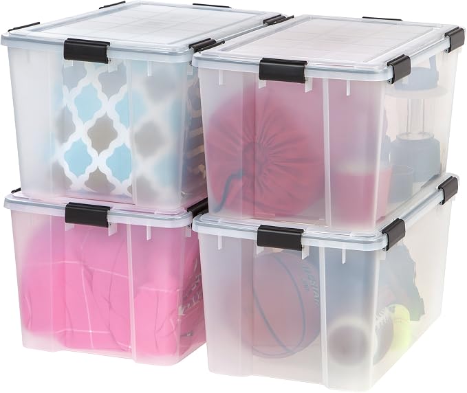 IRIS USA 4-Pack WeatherPro 74 Qt Clear Plastic Gasket Boxes by IRISUSA
