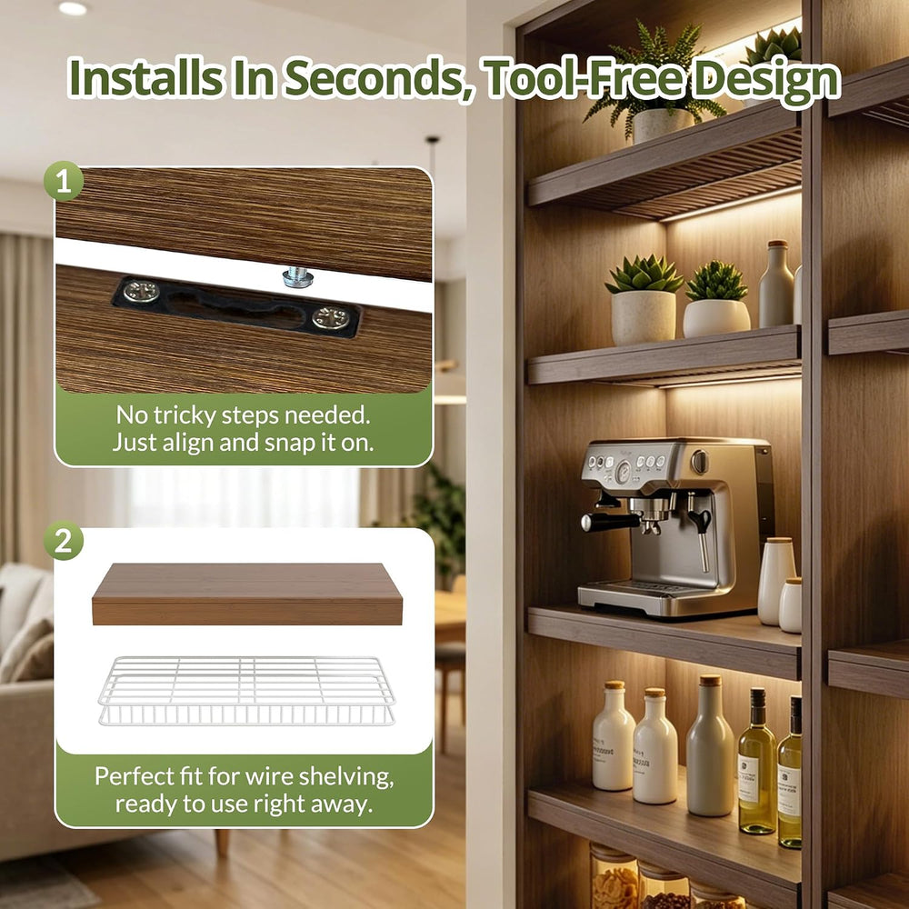 Wire Shelf Covers, Bamboo Wire Rack Covers (4PCS, 40" W x 16" D) Wa...