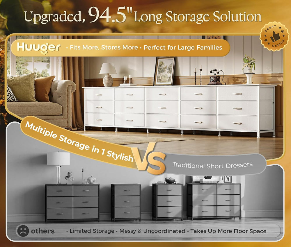 Huuger 94.5 Inch Extra Long Dresser for Bedroom, Large Dresser for Closet