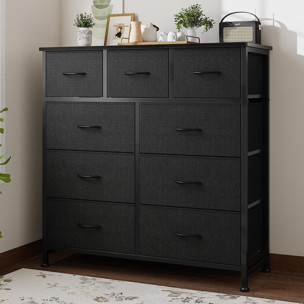 Fabric Dresser for Bedroom with 9 Drawers, Storage Tower