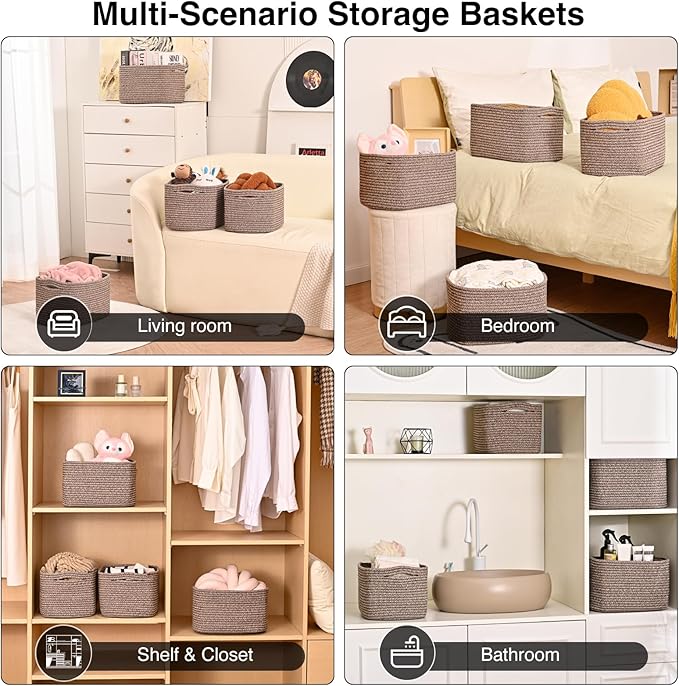 Storage Baskets for Shelves Organizing, Woven Cotton Rope Baskets for Storage - Image 5