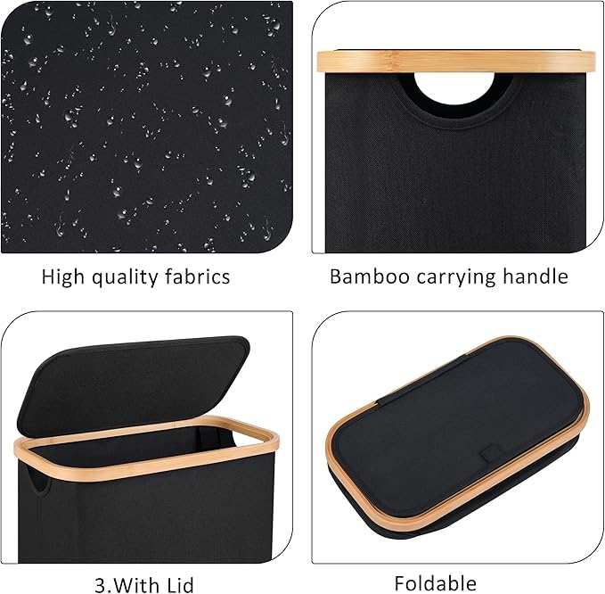 60L Slim Laundry Hamper, Laundry Basket - Image 2