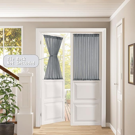 Tollpiz Small Sheer Door Curtain Closet Linen Textured Curtain Sheers Doorway - Image 2