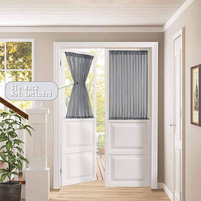 Tollpiz Short Sheer Linen Textured Curtain Sheers Doorway Light Filtering Voile - Image 2