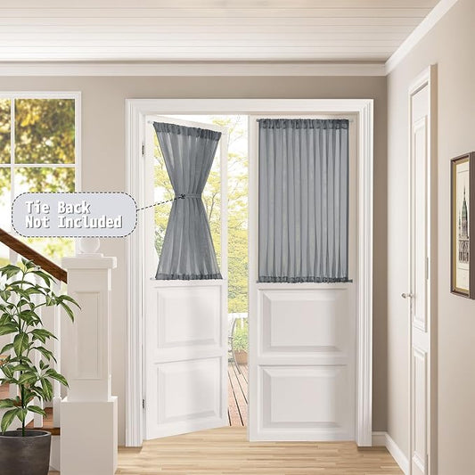 Tollpiz Short Sheer Linen Textured Curtain Sheers Doorway Light Filtering Voile - Image 2