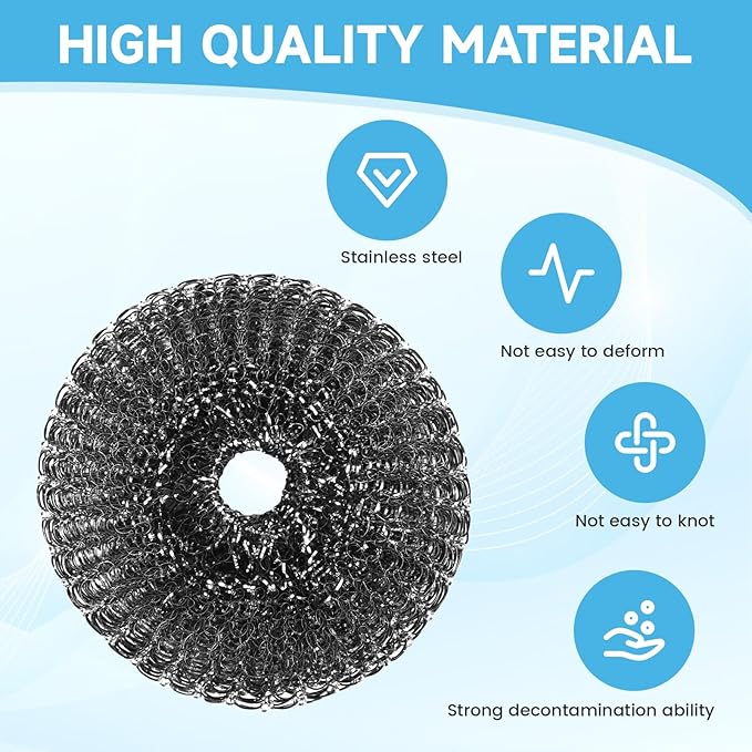 6 Pcs Steel Wool Scrubber, Stainless Steel Scrubber - Image 3