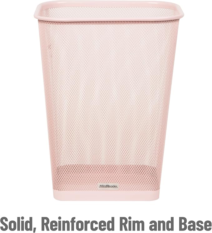 Mind Reader Mesh Trash Can, Square Wastebasket - Image 4