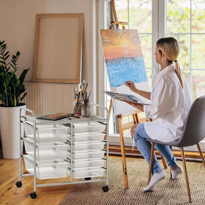 GOFLAME 9-Drawer Rolling Storage Cart, Mobile Utility Cart