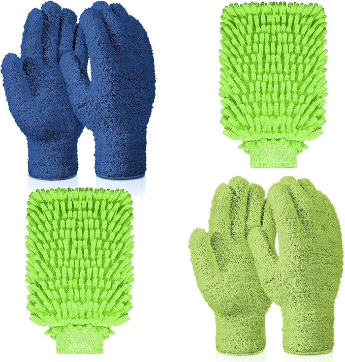 6 Pcs Microfiber Dusting Mitt Gloves Microfiber Washable Dusting Gloves Car by Potchen