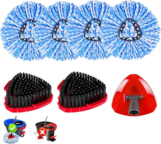 7 Pack Spin Mop Head for O-Ceda RinseClean 2 Tank System, 4 Triangle Microfiber by BywoBywo