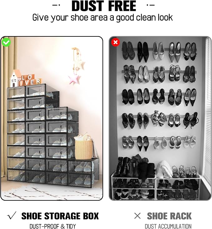 Kuject 15 Pack Shoe Storage Boxes, Connect Left and Right Shoe Boxes Case - Image 7
