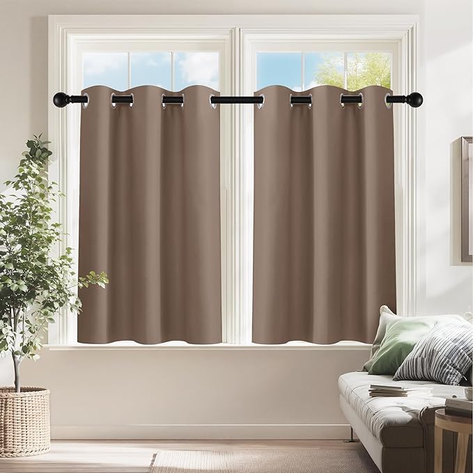 PONY DANCE Small Curtains for Bathroom Windows, W 34 x L 36 inches, 2 Panels by PONYDANCE