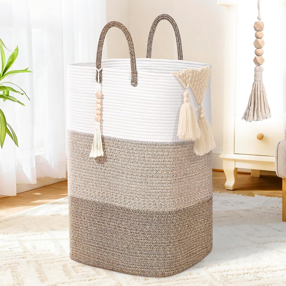 Woven Laundry Basket for Clothes, 100 L Large Rectangle Laundry Hampers