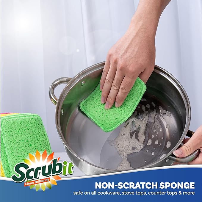Scrub and Wipe Cleaning Pads – SCRUBIT Dual Sided Scouring Pad and Sponge - Image 3