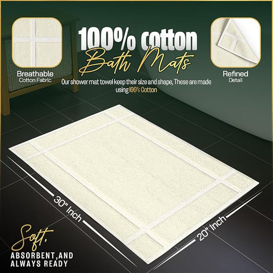 Pearl Linens Pack of 6 100% Cotton Bath Mat 20x30 inches, Soft & Absorbent - Image 2