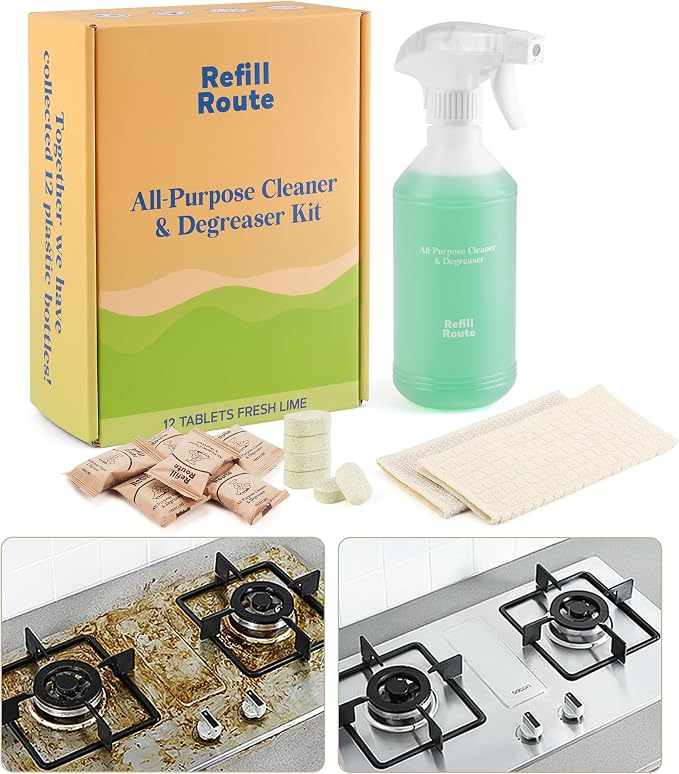 Kitchen Cleaner Spray, All Purpose Cleaner Kit, StoveTop Cleaner, Countertops by RefillRoute