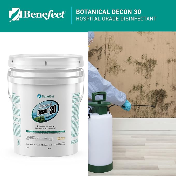 Benefect Botanical Decon 30 Disinfectant Cleaner, 5 Gallon, Light Lemon & Thyme - Image 2
