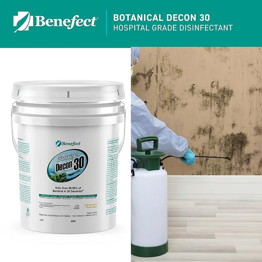 Benefect Botanical Decon 30 Disinfectant Cleaner, 5 Gallon, Light Lemon & Thyme - Image 2