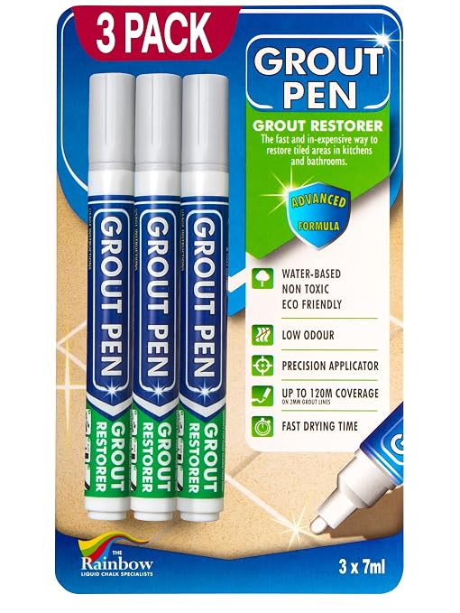 Grout Pen Light Grey Tile Paint Marker: Waterproof Grout Paint, Tile Grout by RainbowChalkMarkers