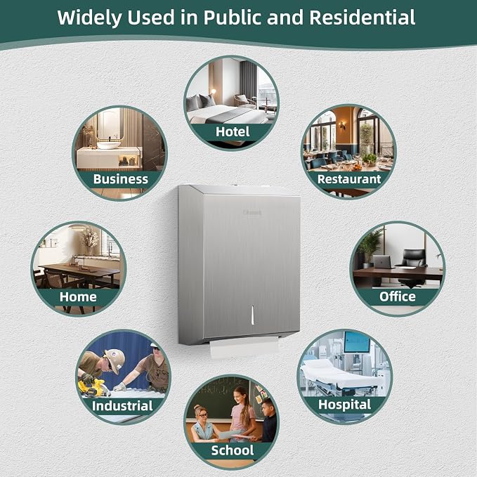 Paper Towel Dispenser Wall Mount, Large Commercial C/Z Tri Fold Multifold Hand - Image 6