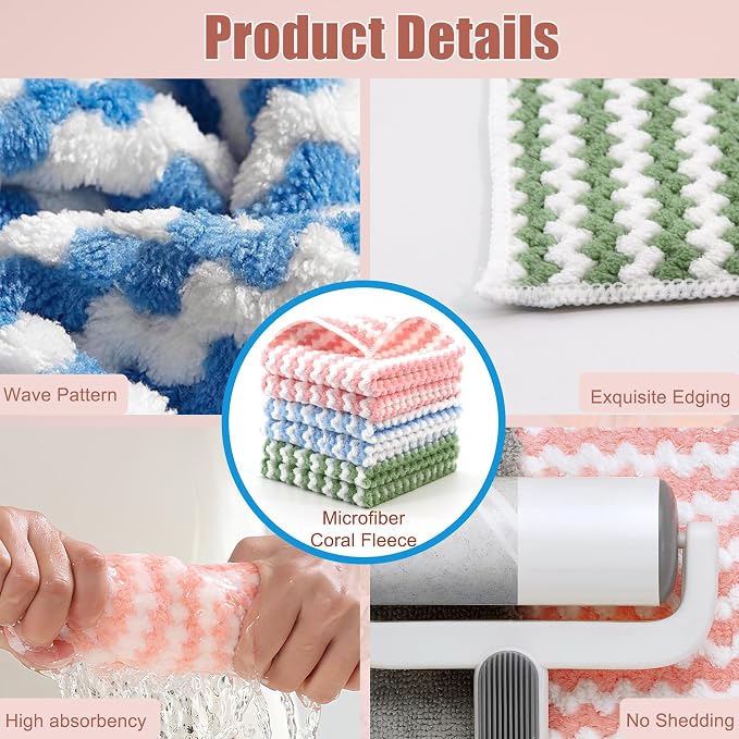 Microfiber Cleaning Cloth, Super Absorbent 12 Pack Dish Towels - Image 4