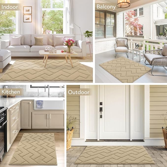 hicorfe Indoor Door Mat, Non Slip Door Mats, Absorbent Resist Dirt Entrance - Image 2