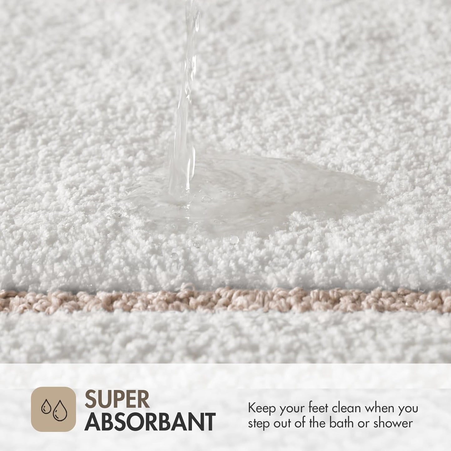 Madison Park Roan Bath Rug 17x24, Thick Absorbent Microfiber Bathroom Mat, Non Slip TPR Backing, Machine Washable, Oeko-TEX Certified, Hotel-Inspired Tufted Plush Design, Beige