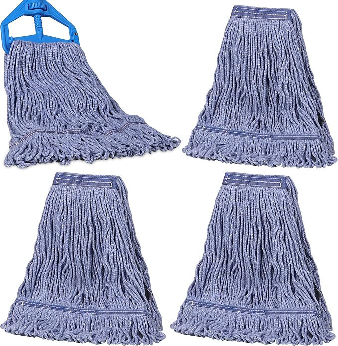 JERIA 4 Pack Heavy Duty Mop Head Replacements, String Mop Head by JERIA
