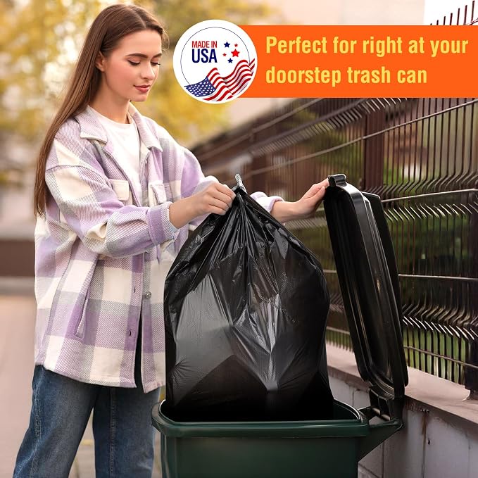 Delxo 55-60 Gallon Black Trash Bags, Durable & Puncture-Resistant Plastic - Image 6