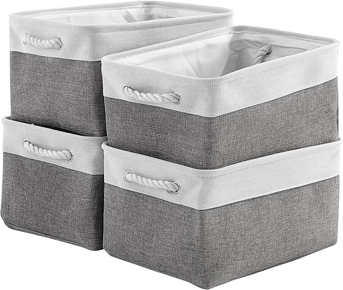 Storage Basket 16x12x8 inch Fabric Sturdy Canvas Storage Bins Organizer by Sacyic