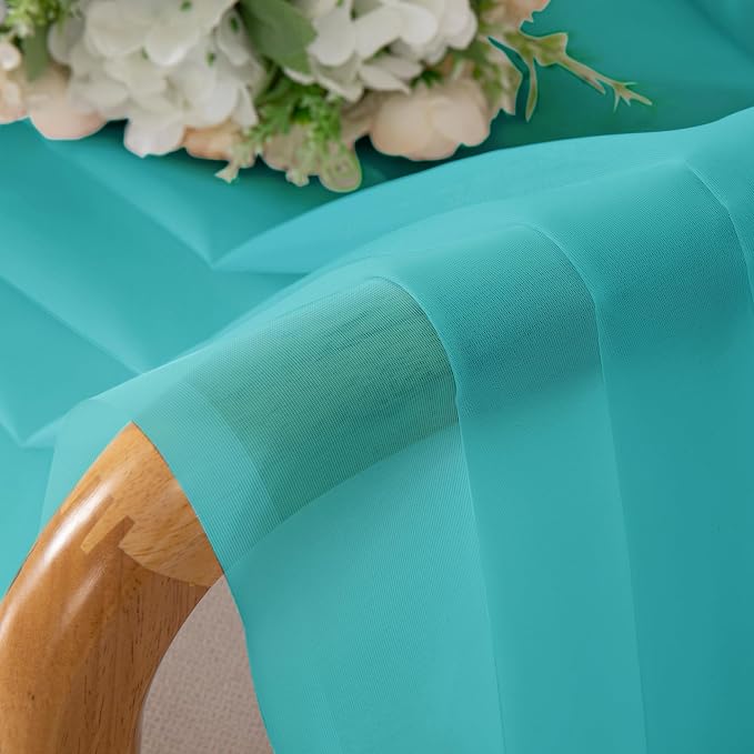 Chyhomenyc Turquoise Sheer Curtains 96 inches Long 2 Panels, Light Filtering - Image 3