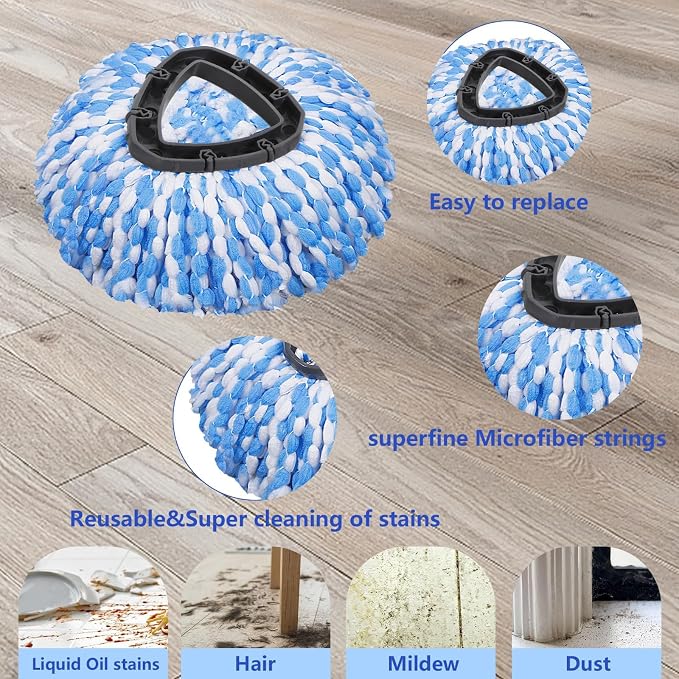 4 Pcs Mop Replace Heads & 1 Scrub Brush & 1 Base Combo - Image 3