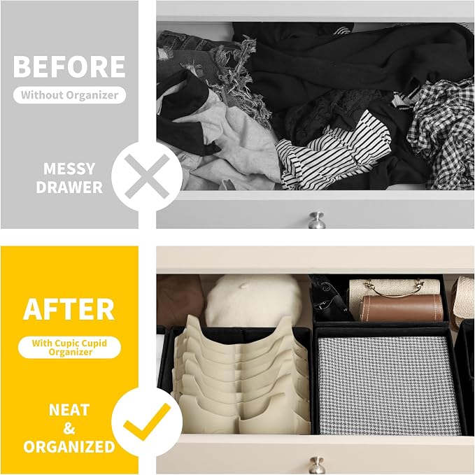 Cupic Cupid Drawer Organizer, Dresser Organizers, Foldabe Drawer Organizer - Image 3