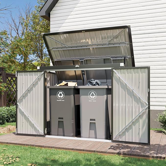 Aoxun 80 CU.FT Outdoor Storage Shed Metal Trash Can Storage by Aoxun