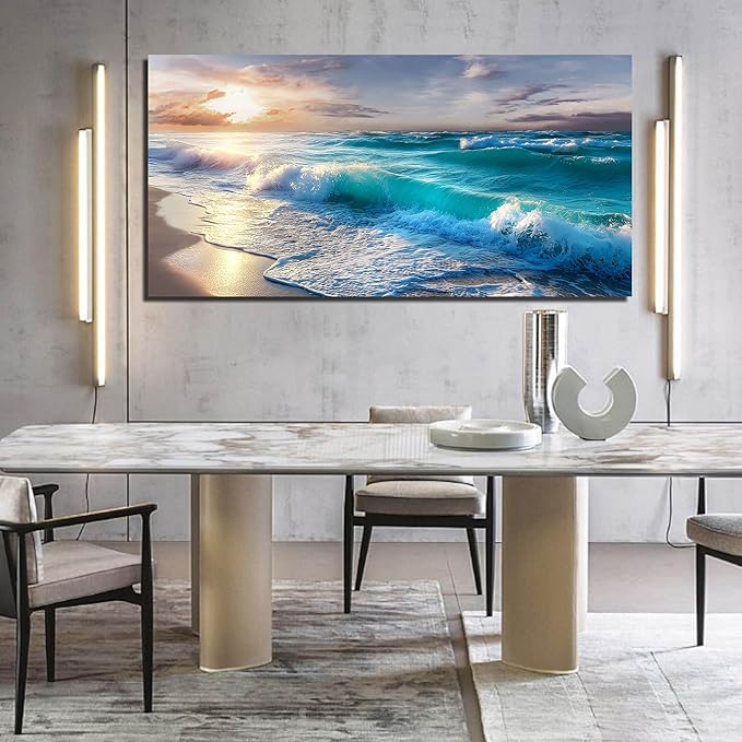 GUGIKA Ocean Wall Art for Living Room, Size 59 x 29 Inches - Image 6