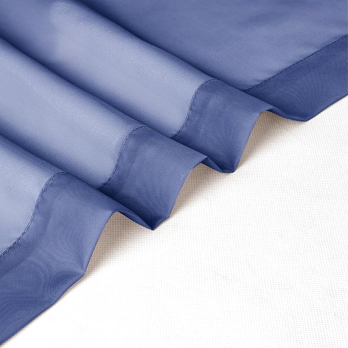Chyhomenyc Royal Blue Sheer Curtains 63 Inch Length 2 Panels, Rod Pocket Solid - Image 7