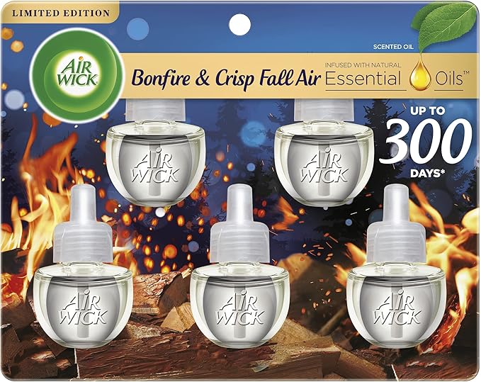 Air Wick Plug in Scented Oil Refill, Bonfire and Crisp Fall Air, Essential Oils by AirWick