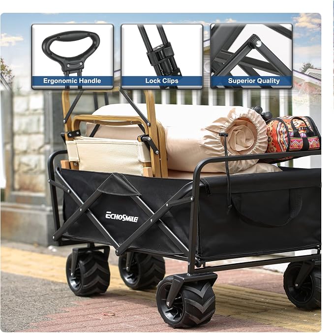 EchoSmile Heavy Duty 350 Lbs Capacity Collapsible Wagon, Outdoor Folding - Image 2