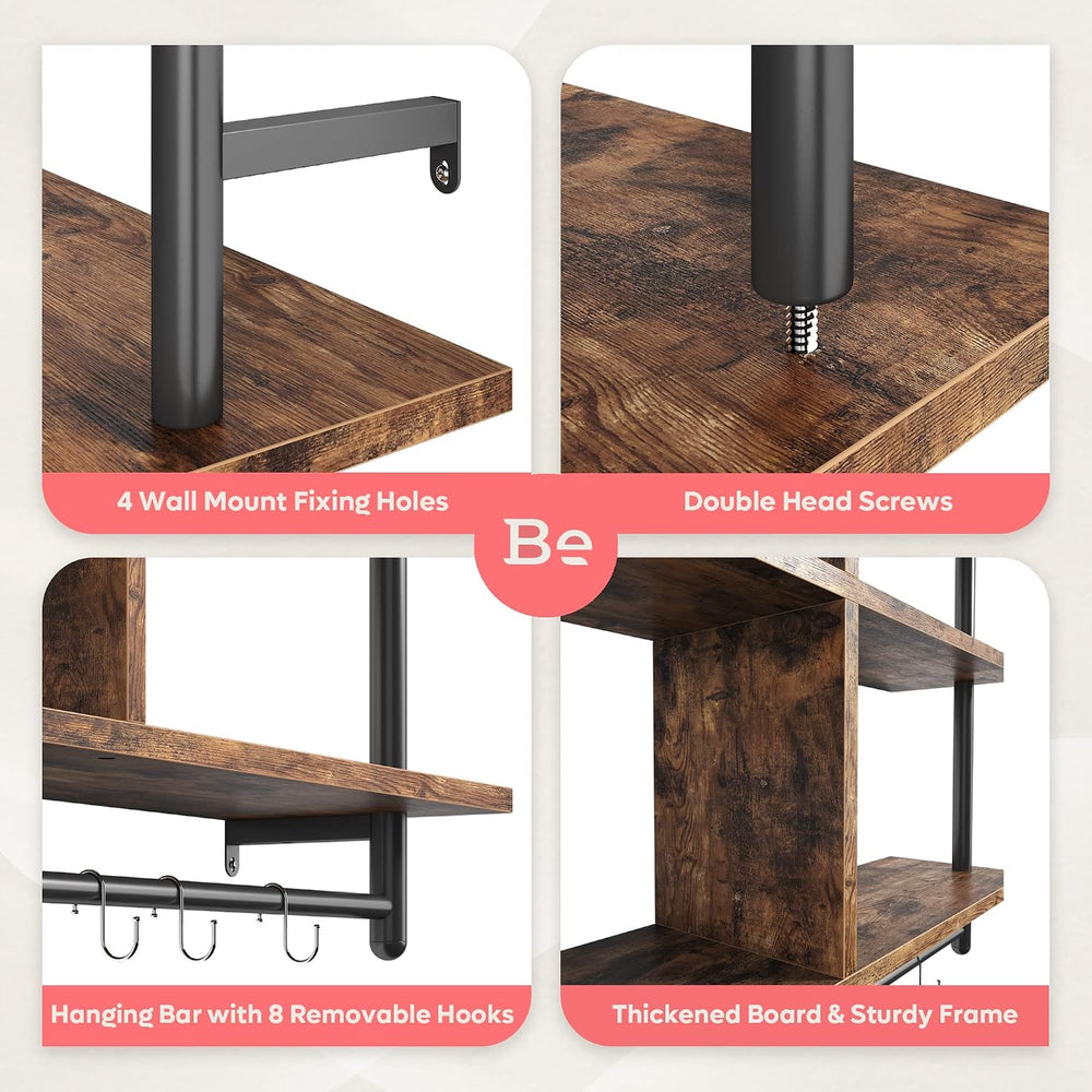 Bestier 41.5" Floating Shelves for Wall 3 Tier Kitchen Shelves Wall Moun...