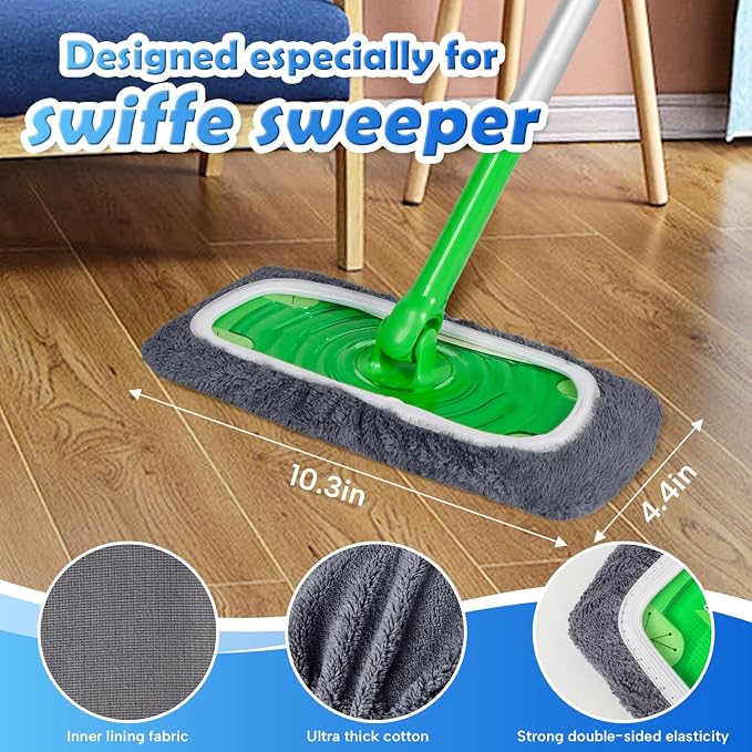 6 Pack Reusable Microfiber Mop Pads Compatible - Image 3