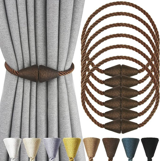 6 Pack Magnetic Curtain Tiebacks Rope Modern Handmade Curtain Tie Backs by CurtianTiebacks