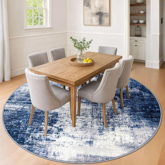 IOHOUZE Abstract Round Area Rug 8 Ft Washable Circle Rugs Large Round Rug Non - Image 2