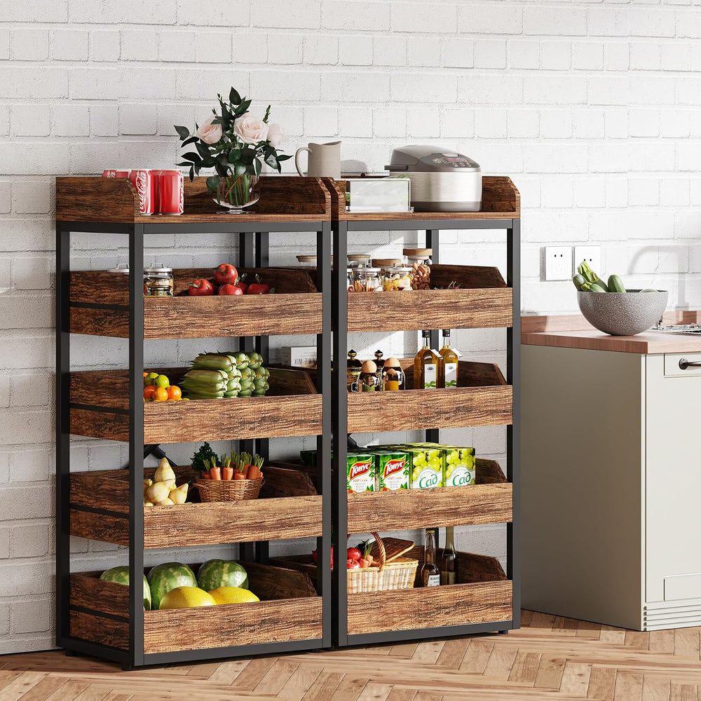 Tribesigns Wood Fruit and Vegetable Storage Rack, 5-Tier Pull-Out Snack Stand...