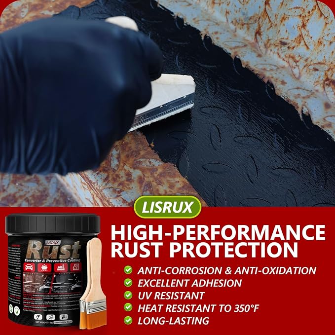 4-in-1 Rust Converter & Metal Primer, 34 Fl Oz Black Rust Inhibitor Paint - Image 4