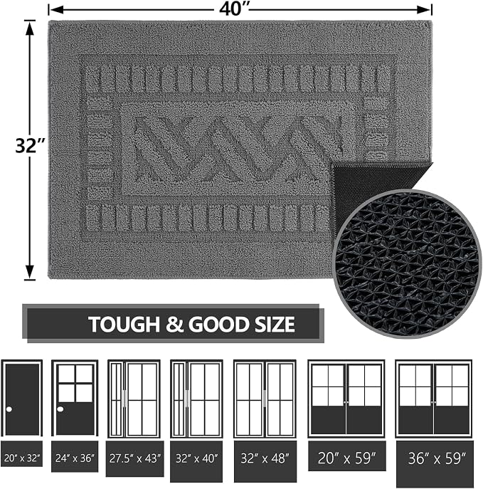 FONEYI Indoor Doormat, Front Back Door Mat Rubber Backing Non Slip Door Mats - Image 2