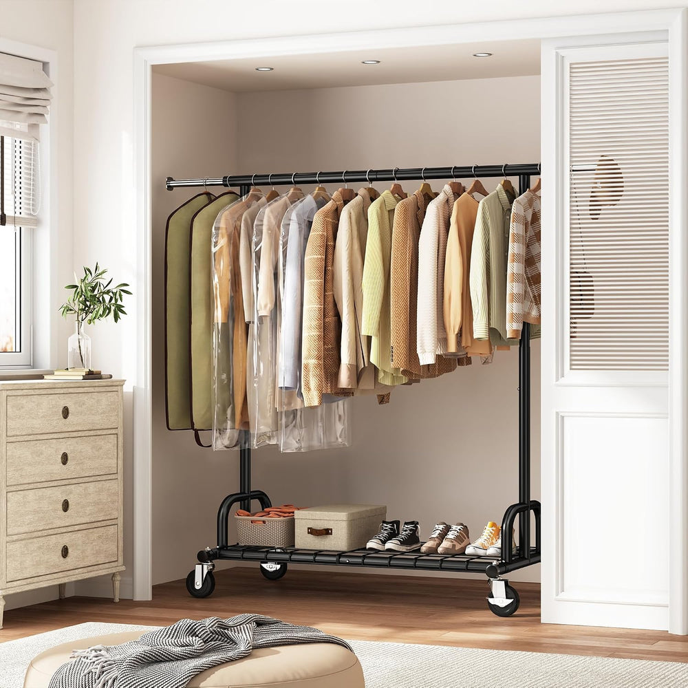 Raybee Clothes Rack, 530LBS Heavy Duty, Space-Saving Storage, Black