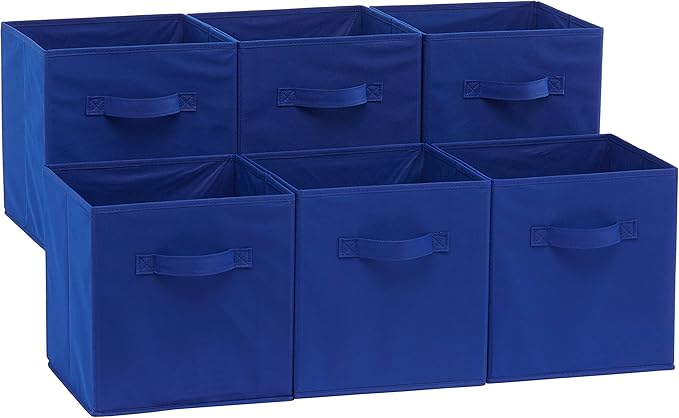 Amazon Basics Cube Organizer Storage Bins Handles, Collapsible Fabric, by AmazonBasics